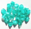 25 9mm Teal White Givre Three Petal Flower Drop Beads